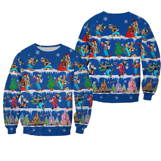 DN Sweatshirt Christmas Celebration Goofy Sweatshirt Blue Unisex Adults New Release