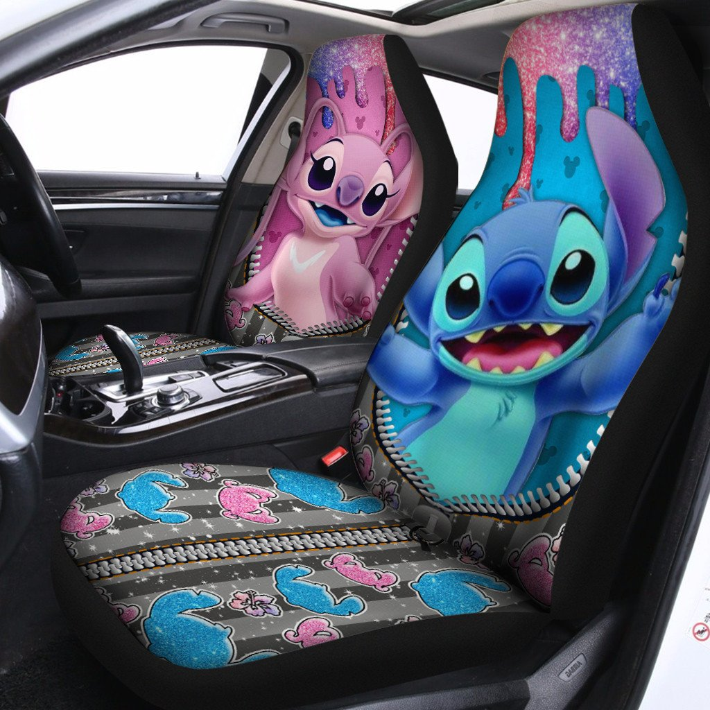 Stitch Car Seat Covers Stitch And Angel Zipper Seat Covers