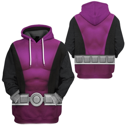 Teen Titan Hoodie Teen Titan Beast Boy Cosplay Costume T-shirt Sweatshirt Black Purple Unisex Adults New Release