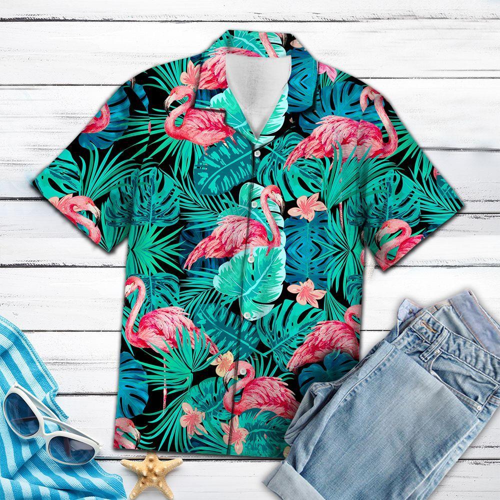 Unifinz Flamingo Tropical Aloha Shirt Tropical Forest Hawaiian Shirt Flamingo Hawaii Shirt 2022