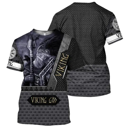 Viking T-shirt Viking Odin God Of War And Dead Black 3d T-shirt Hoodie Adlt Unisex Full Print