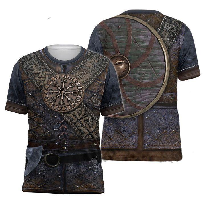  Viking Hoodie Viking Armor Shield Costume 3d Dark Blue Brown Hoodie Viking Shirt Full Size Full Print