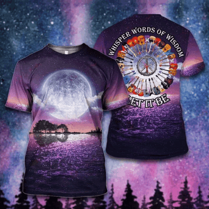  Hippie Hoodie Guitars Full Moon Whisper Words Of Wisdom Let It Be Purple T-shirt Hoodie Adult Full Print