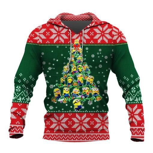 Unifinz Minions Shirt Minions Christmas Tree Snowflakes Christmas Pattern Hoodie Cute Minions Hoodie 2023