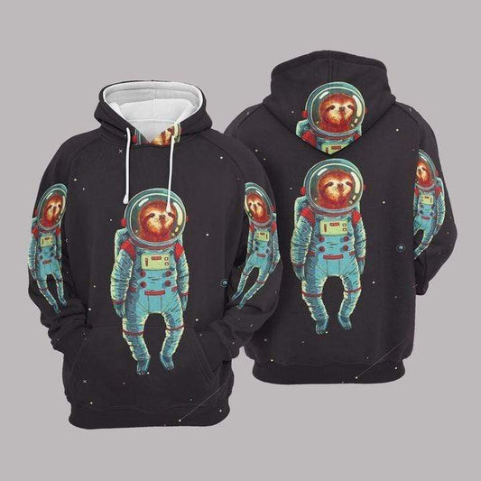  Sloth T-shirt Sloth Astronaut Space Black T-shirt Hoodie Adult Full Print