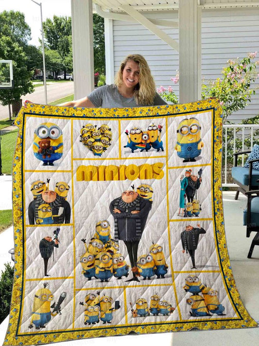 Unifinz Minions Quilt Minions Team And Gru White Yellow Quilt Amazing Minions Quilt 2023