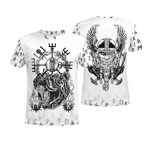  Viking Shirt Viking Odin Bear Viking Compass Vegvisir White Black T-shirt Viking Hoodie Adult Full Size