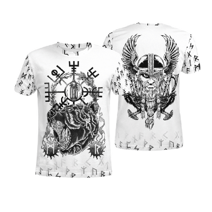  Viking Shirt Viking Odin Bear Viking Compass Vegvisir White Black T-shirt Viking Hoodie Adult Full Size