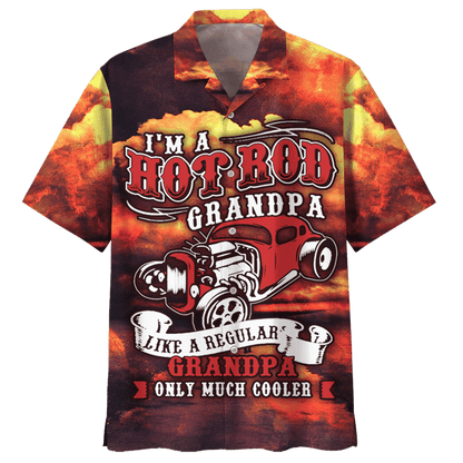 Unifinz Grandpa Hawaii Shirt Father's Day Aloha Shirt I'm A Hot Rod Grandpa Funny High Quality Hawaiian Shirt Grandpa shirt 2022