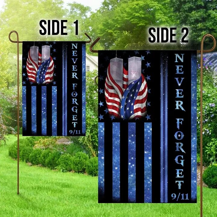 Patriot Day Garden Flag September 11th Flags 9/11 Never Forget Twin Towers American Flag Galaxy Blue House Flag