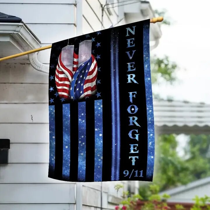 Patriot Day Garden Flag September 11th Flags 9/11 Never Forget Twin Towers American Flag Galaxy Blue House Flag