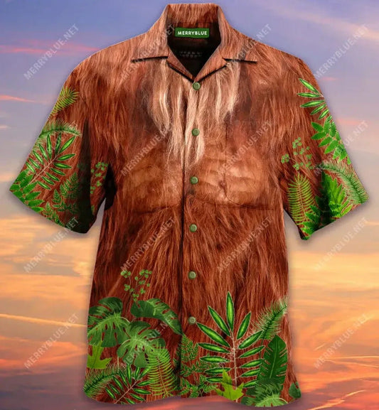 Unifinz Bigfoot Hawaiian Shirt Bigfoot Fur In The Forest Costume Hawaii Aloha Shirt 2022