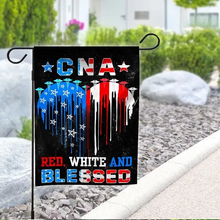 Unifinz Independence Day Nurse Flags 4th Of July Garden Flag Nurse CNA Red White And Blessed Garden Flag 4th Of July House Flag 2022