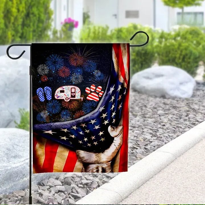 Unifinz Independence Day Camping Flags Camping Fireworks Happy House Flag 4th Of July Garden And House Flag 2022