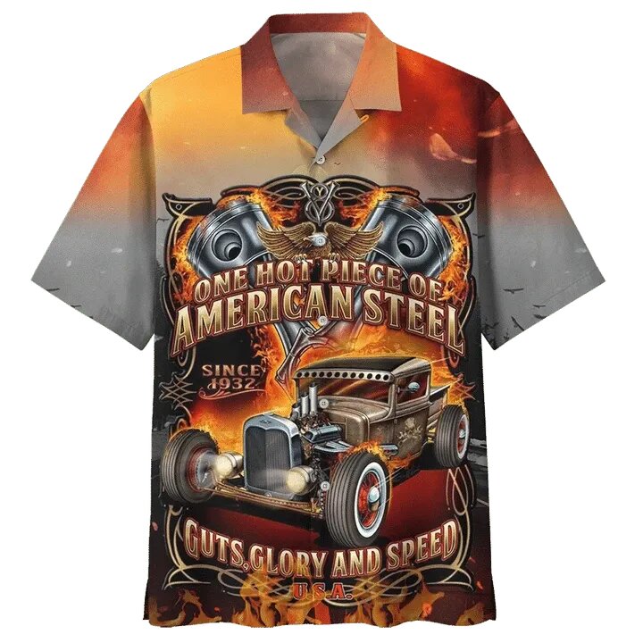 Hot Rod Hawaiian Shirt One Hot Piece Of American Steel Guts Glory And Speed Hawaii Aloha Shirt