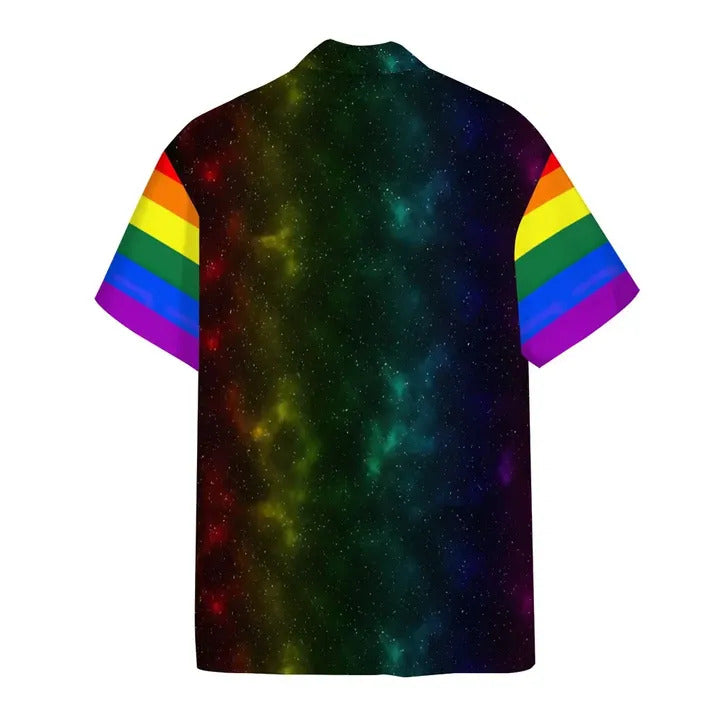 Unifinz LGBT Hawaiian Shirt Astronaut LGBT Rainbow Flag Galaxy Hawaii Shirt LGBT Aloha Shirt 2022