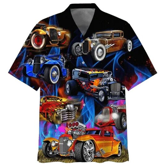 Hot Rod Hawaiian Shirt Hot Rod Galaxy Blue Black Hawaii Aloha Shirt