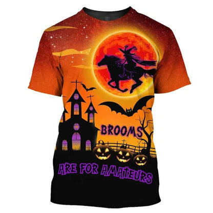 Halloween T-shirt Horse Shirt Brooms Are For Amateurs Horse Witch Orange Hoodie Halloween Hoodie