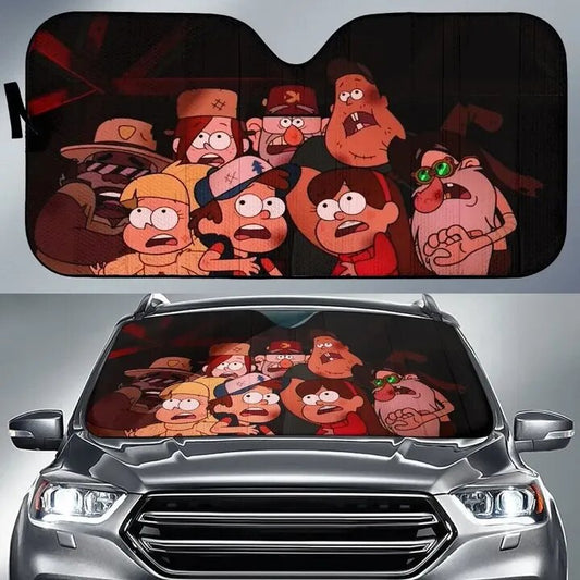 Gravity Falls Car Sun Shade Scared Presidents of Gravity Falls Windshield Sun Shade