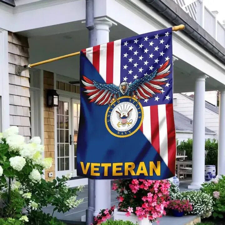 Veteran Flags United States Navy American Flag Eagle Blue House Flag