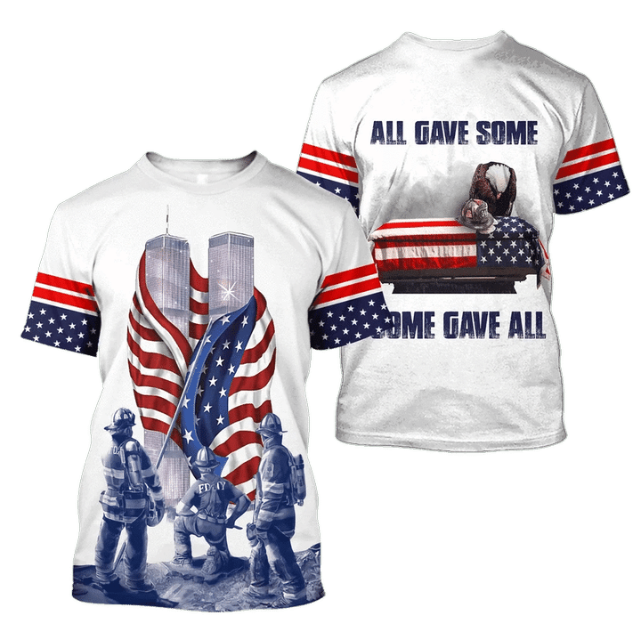 Unifinz Patriot Day Shirt All Gave Some Twin Tower Firefighters White Shirt September 11th Apparel 2023