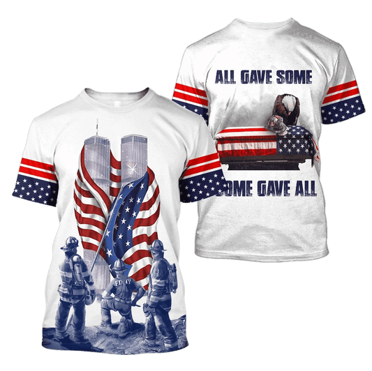 Unifinz Patriot Day Shirt All Gave Some Twin Tower Firefighters White Shirt September 11th Apparel 2023