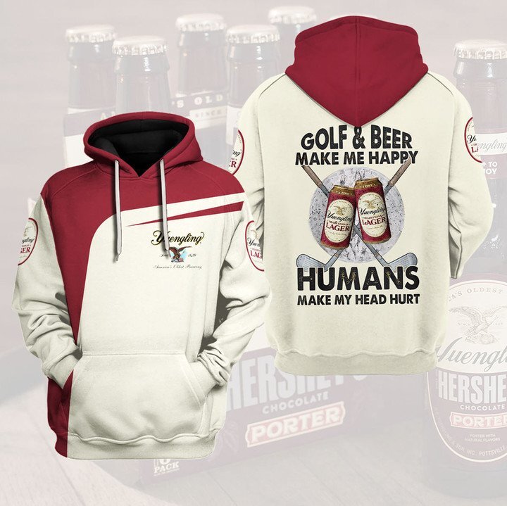 Unifinz Beer Hoodie Yuengling Golf And Beer Make Me Happy Hoodie Amazing Beer Apparel 2023