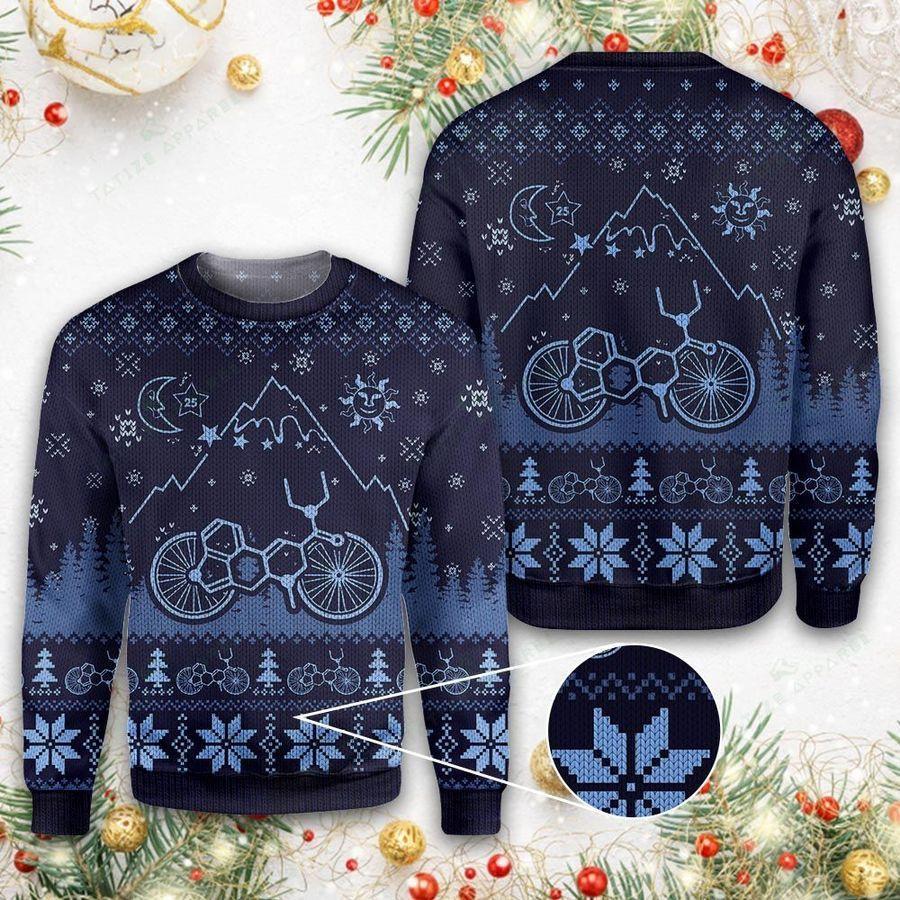 Bicycle Ugly Christmas Sweater LSD Bicycle Christmas Pattern Dark Blue Sweater