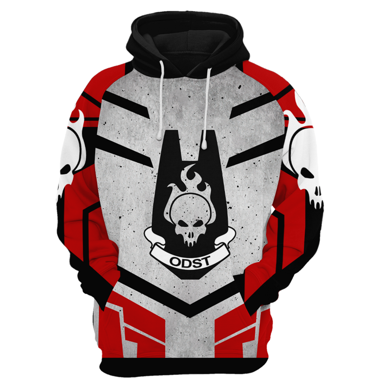 Halo Hoodie Halo 3 ODST Symbol Hoodie Red Gray Unisex