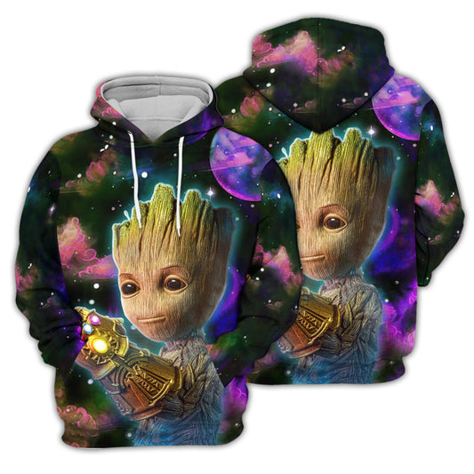 Guardian Of Galaxy Hoodie Groot With Infinity Gauntlet Hoodie Colorful Unisex