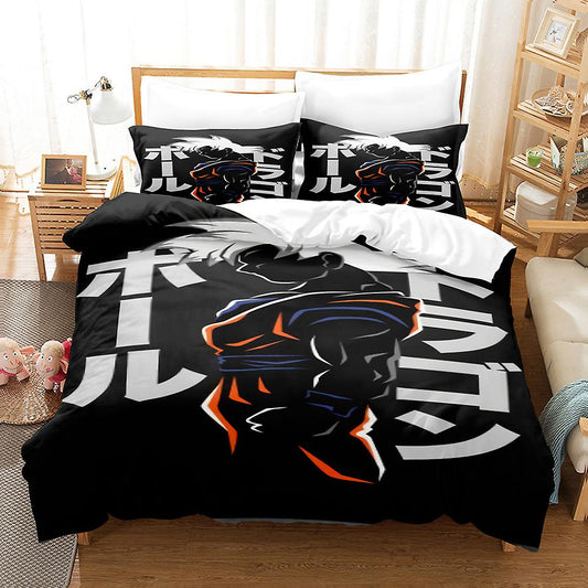 Dragon Ball Bedding Set Son Goku Silhouette Graphic Duvet Covers Black Unique Gift