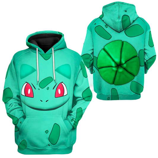 PKM Hoodie Bulbasaur PKM Cosplay T-shirt Sweatshirt Green Unisex Adults New Release