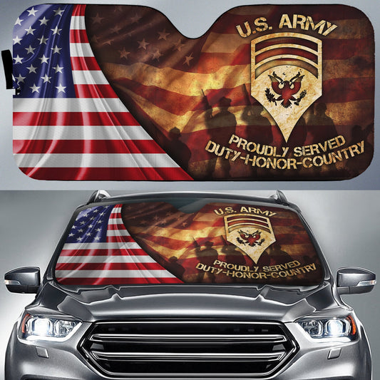  Veteran Car Sun Shade Proudly Served Duty Honor Country Windshield Sun Shade