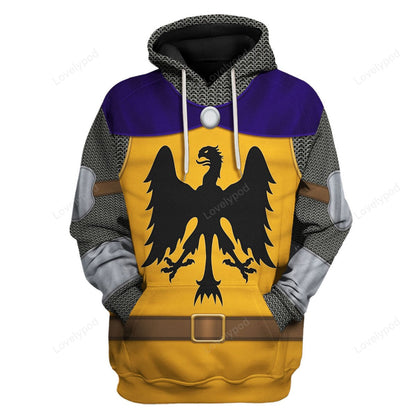 Historical Hoodie 12th Century Holy Roman Empire Knight Costume T-shirt Yellow Blue Unisex
