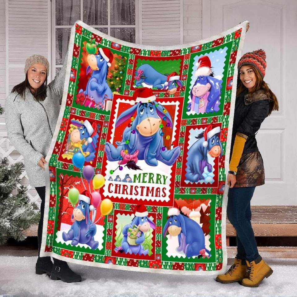 DN Christmas Blanket Winnie The Pooh Blanket Eeyore Merry Christmas Blanket