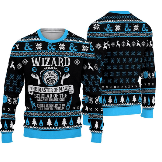 Dungeon And Dragon Sweatshirt Wizard The Master Of Magic Sweatshirt Black Blue Unisex