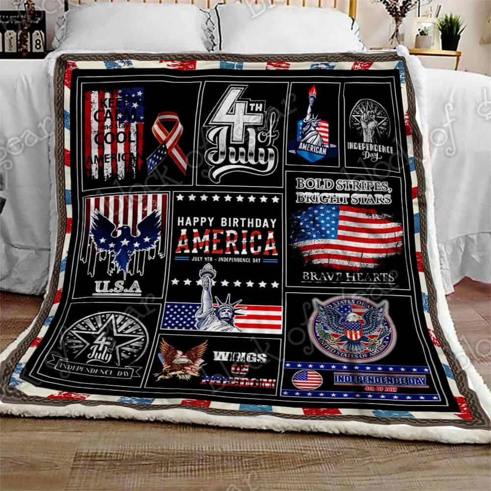 Unifinz 4th Of July Blanket Happy Birthday America American Flag Blanket 2022