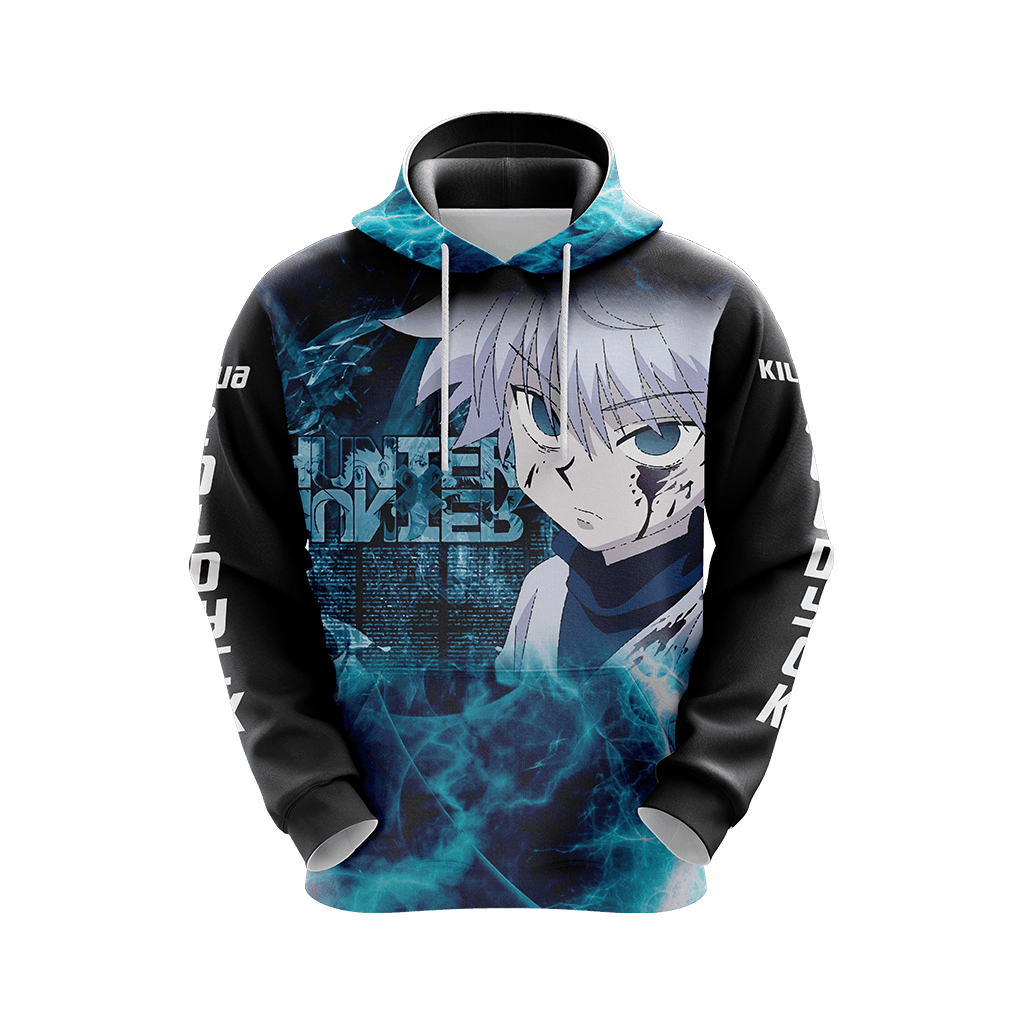  Hunter X Hunter Hoodie Glowing Killua Zoldyck Black Blue Hoodie Hunter X Hunter Merch Adult Full Print