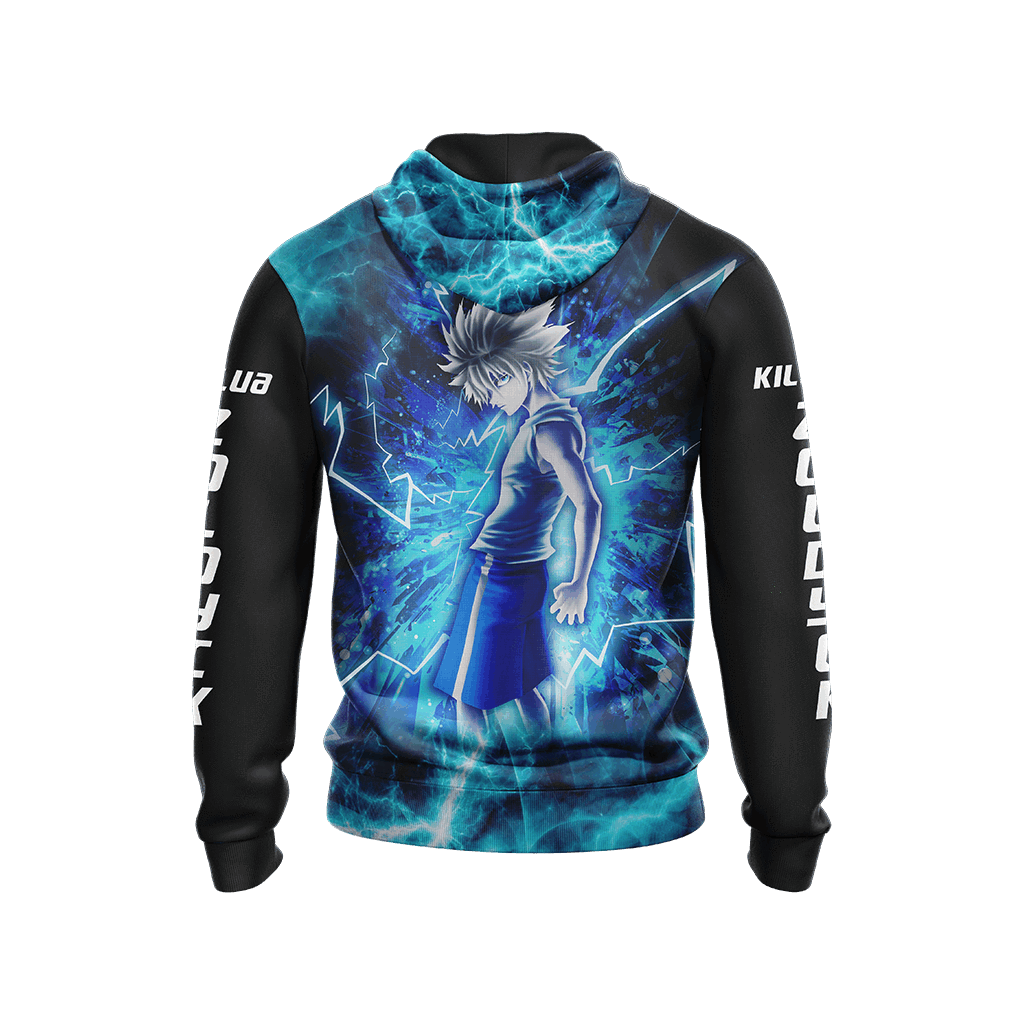  Hunter X Hunter Hoodie Glowing Killua Zoldyck Black Blue Hoodie Hunter X Hunter Merch Adult Full Print