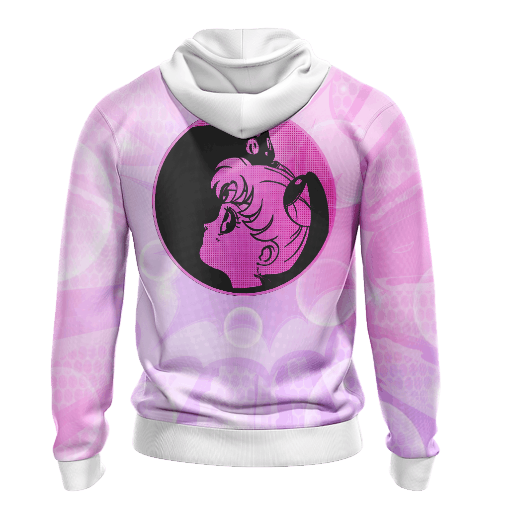  Sailor Moon Hoodie Sailor Chibi Moon Sailor Moon Symbol Pink Hoodie Anime Clothing Adult Full Print