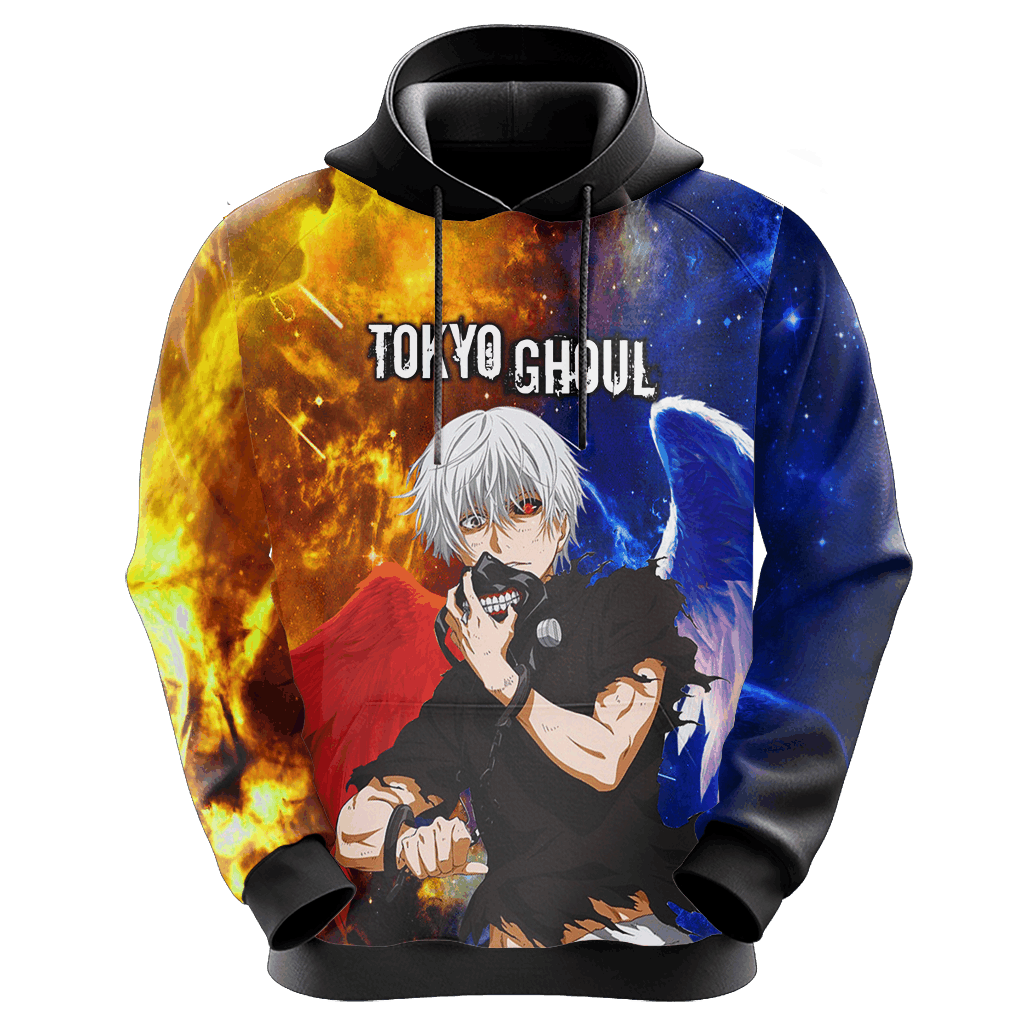  Tokyo Ghoul Hoodie Tokyo Ghoul Kaneki Ken Wing Yellow Blue Hoodie Anime Clothing Adult Unisex