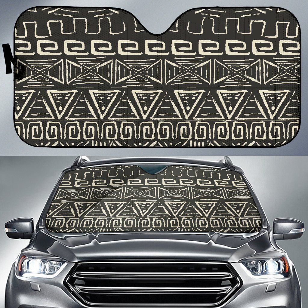  Native American Car Sun Shade Beige Aztec Pattern Windshield Sun Shade