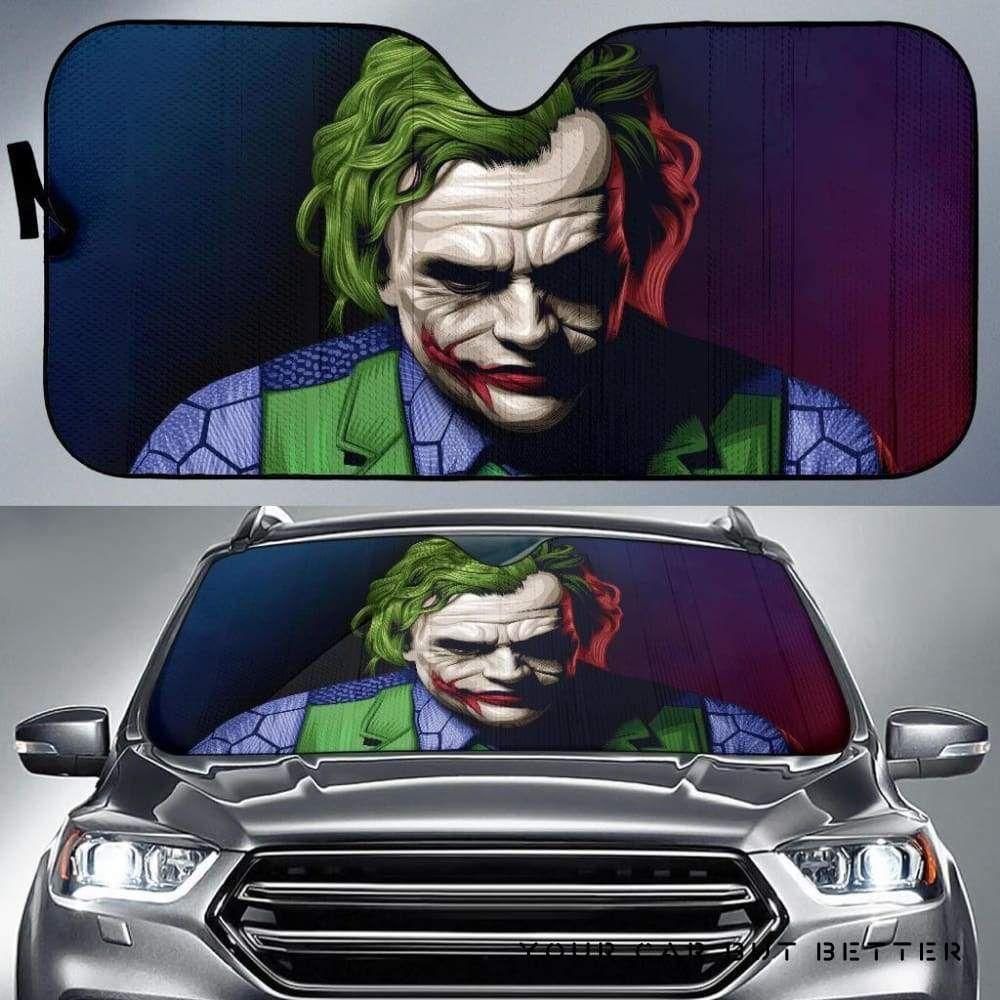  DC Joker Car Sun Shade Joker Painting Blue Red Auto Sun Shade