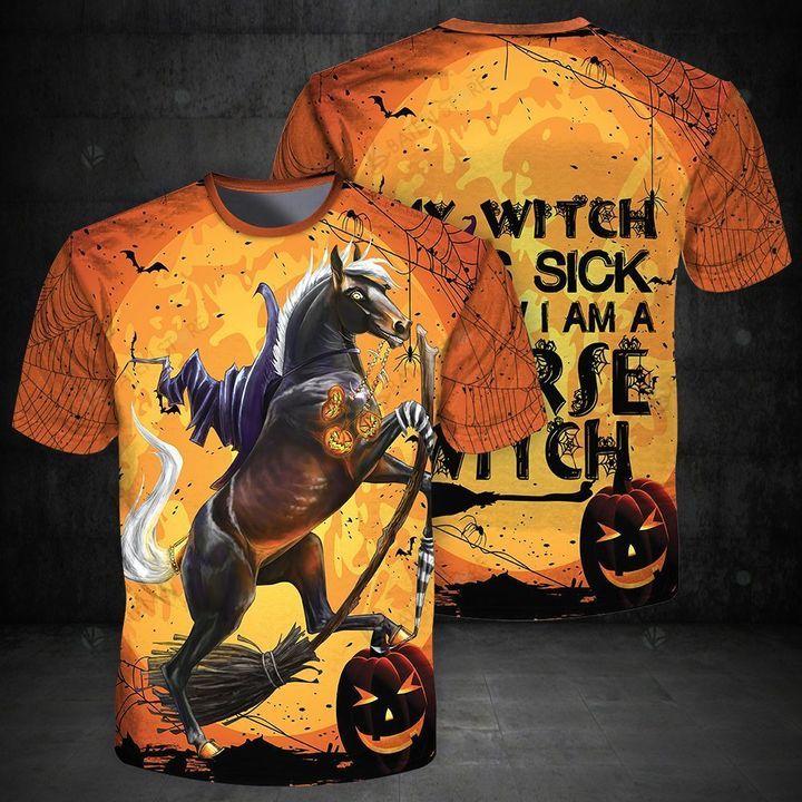 Halloween Shirt Horse T-shirt My Witch Was Sick Now I Am A Horse Witch Orange T-shirt