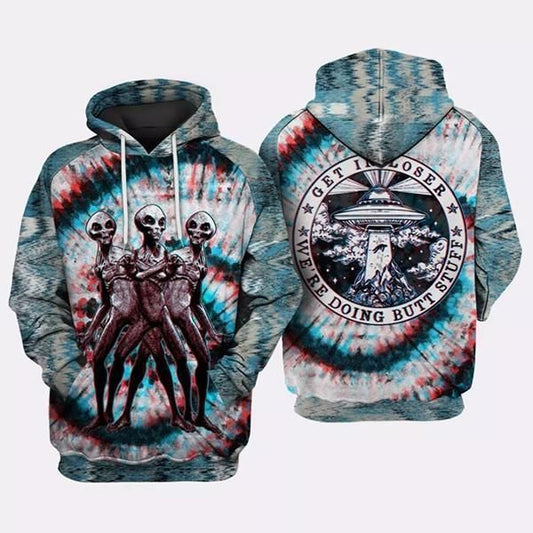 Unifinz Alien UFO Hoodie Alien Psychedelic Get In Loser Hoodie Apparel Adult Full Print 2022