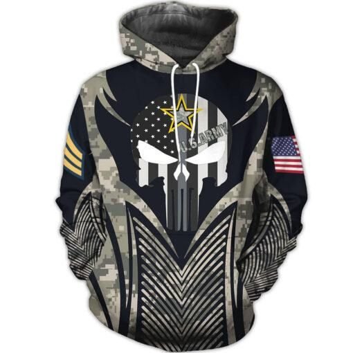 Unifinz Veteran Hoodie United States Army Veteran Black Grey Camoflage Skull Yellow Star Hoodie Veteran Apparel 2022