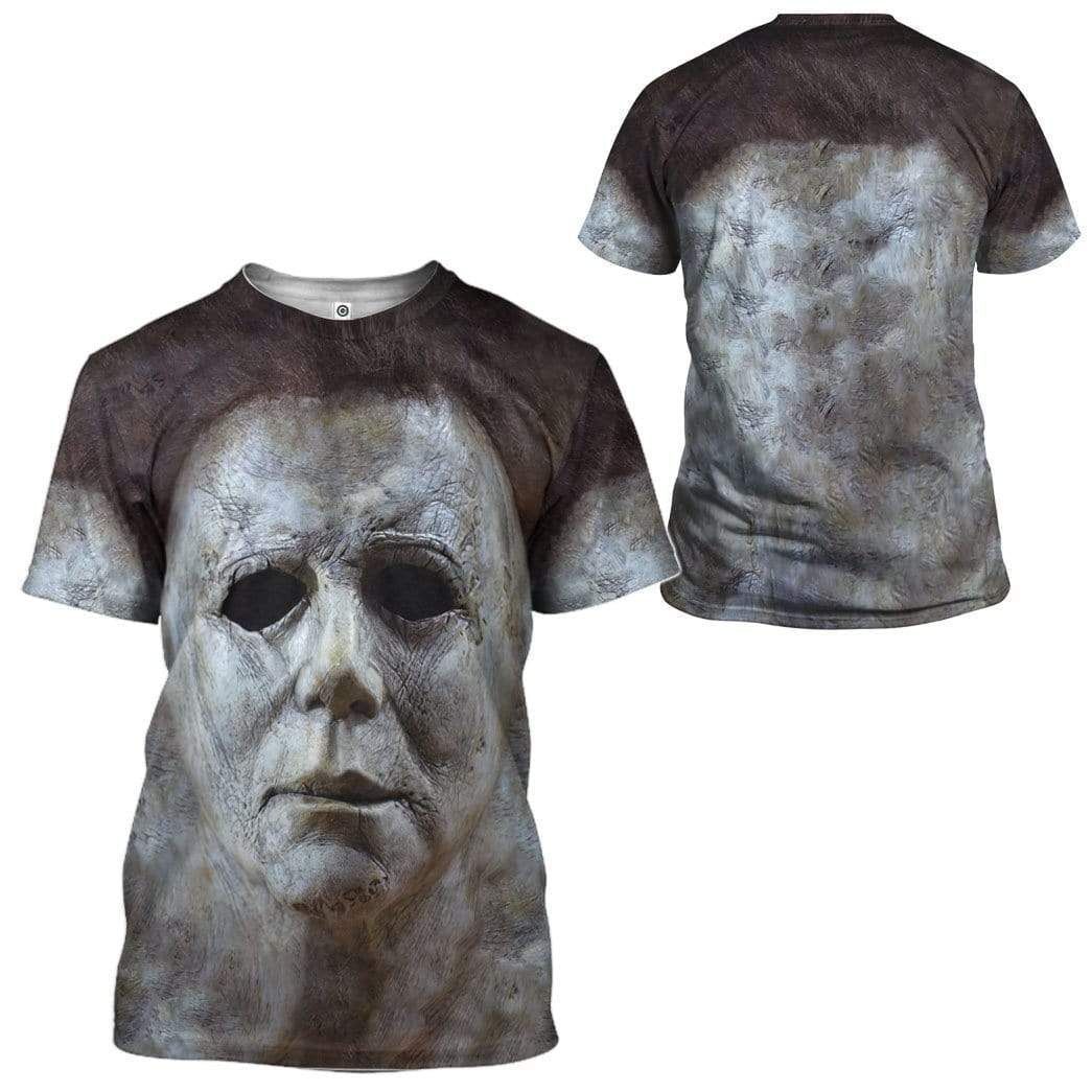 Halloween Shirt Michael Myers Shirt Michael Myers Face 3d Grey T-shirt