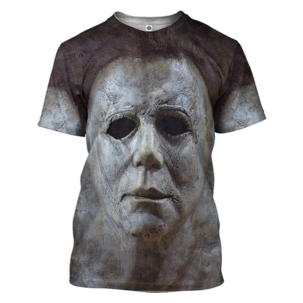 Halloween Shirt Michael Myers Shirt Michael Myers Face 3d Grey T-shirt
