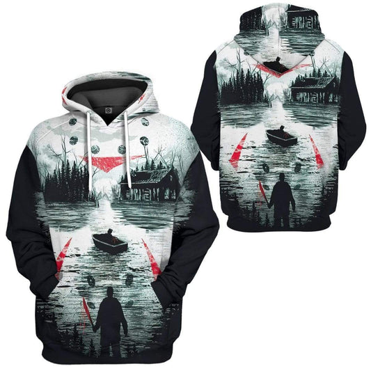 Halloween Hoodie Jason Voorhees Hoodie Camp Crystal Lake Black White Hoodie Horror Hoodie