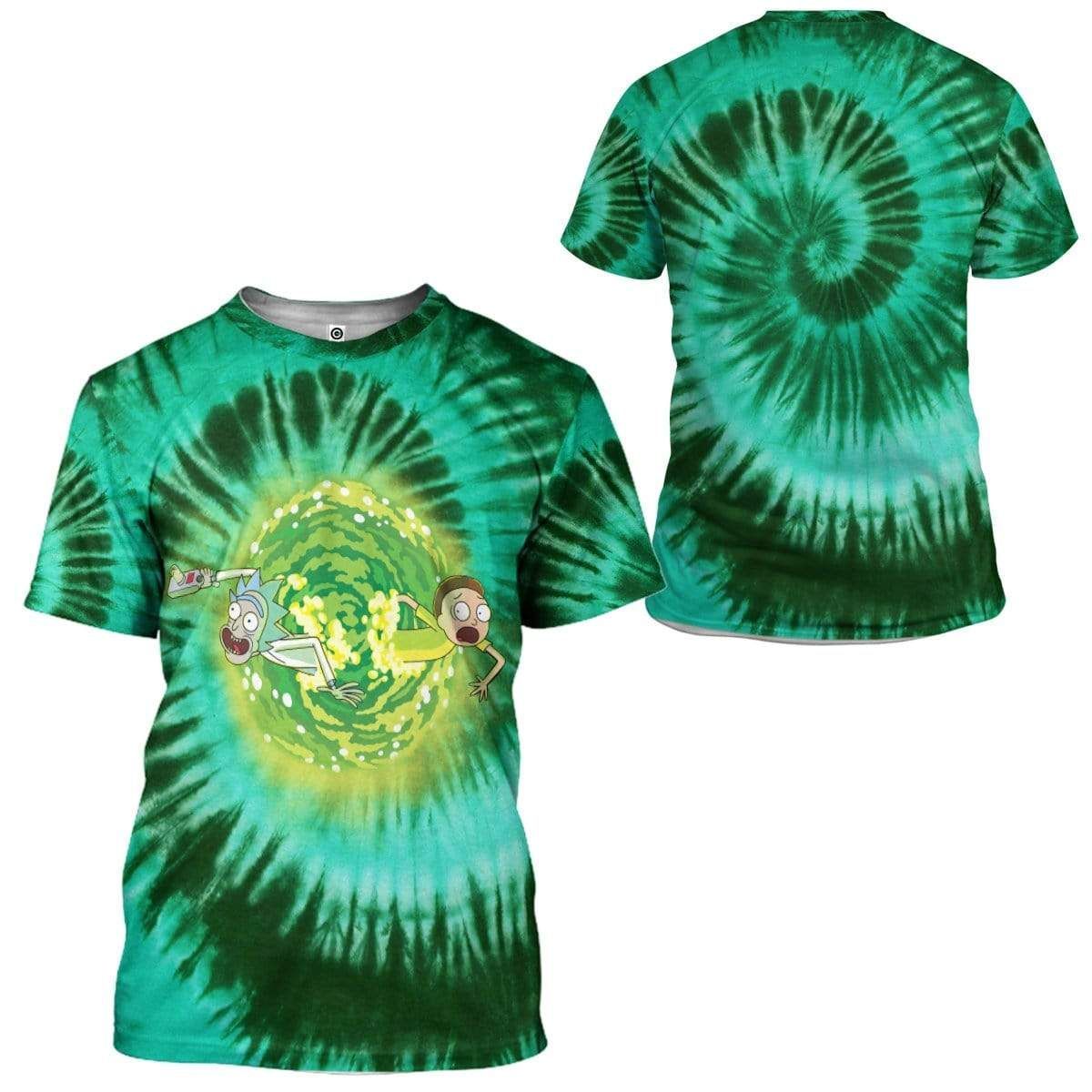  Rick And Morty T-shirt Rick And Morty Through Portal Tie Dye Green Shirt Adult Full Print Unisex